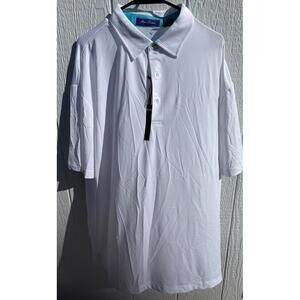 Alan Flusser Shirt Men 2XL Stretch White Short Sleeve wickering Polo NWT